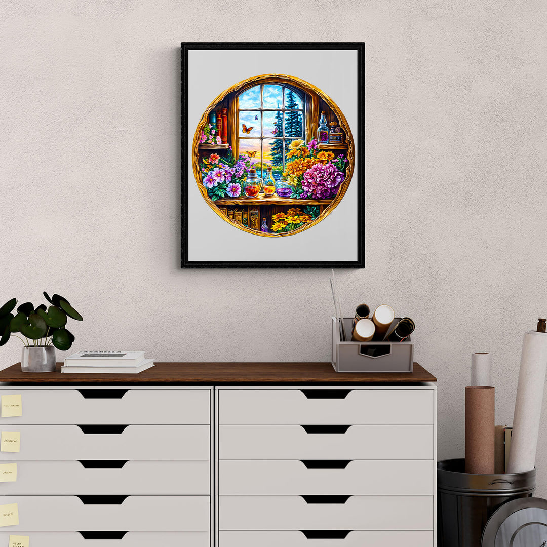 Dreamy window  Wooden Jigsaw Puzzle