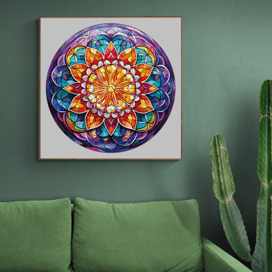 Church Glass Mandala Wooden Jigsaw Puzzle