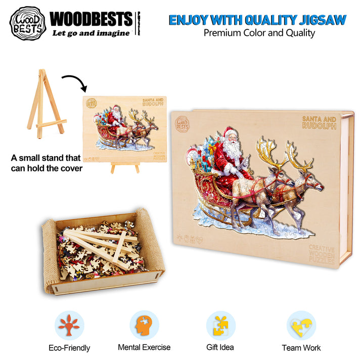 Santa and Rudolph Wooden Jigsaw Puzzle
