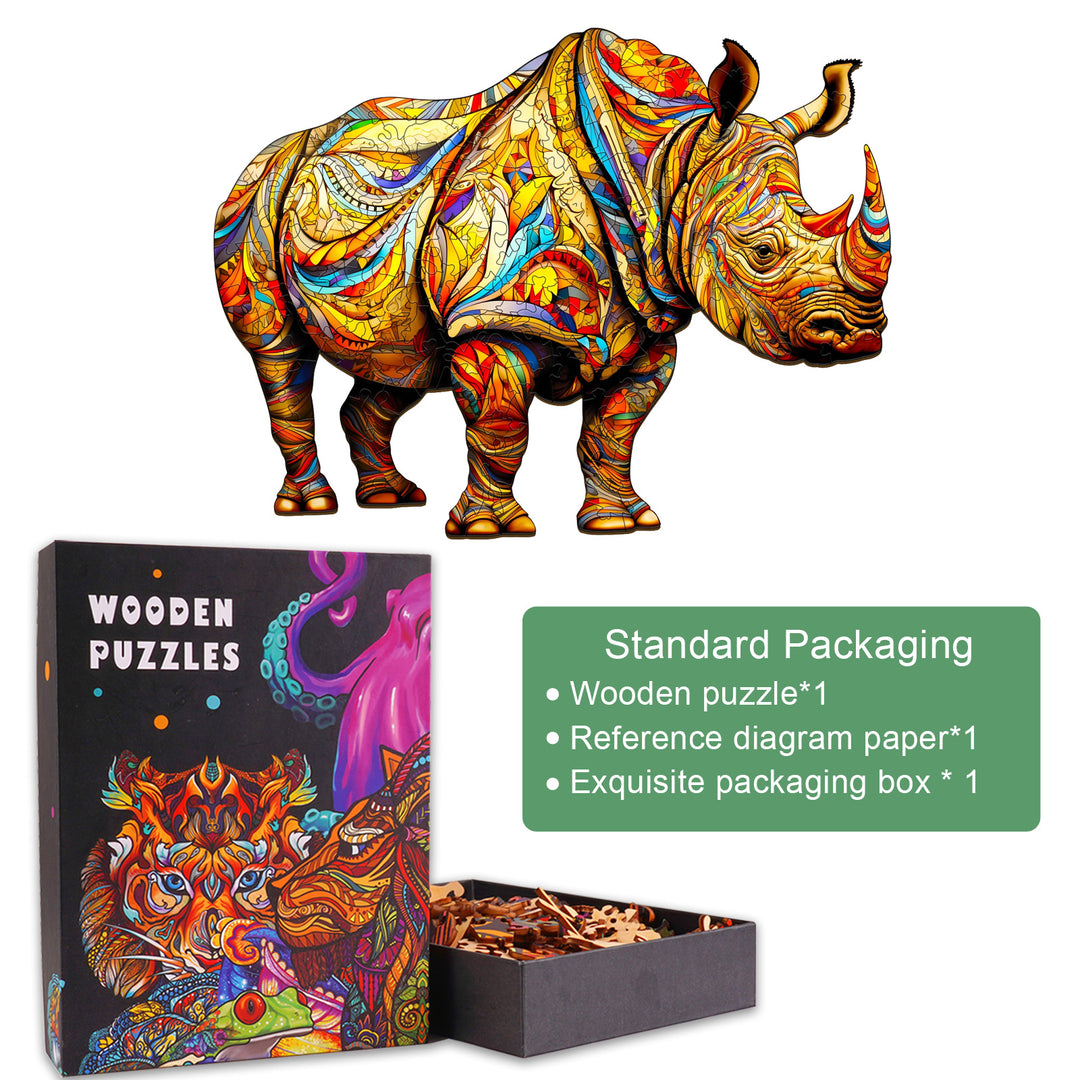Fierce Rhinoceros Wooden Jigsaw Puzzle