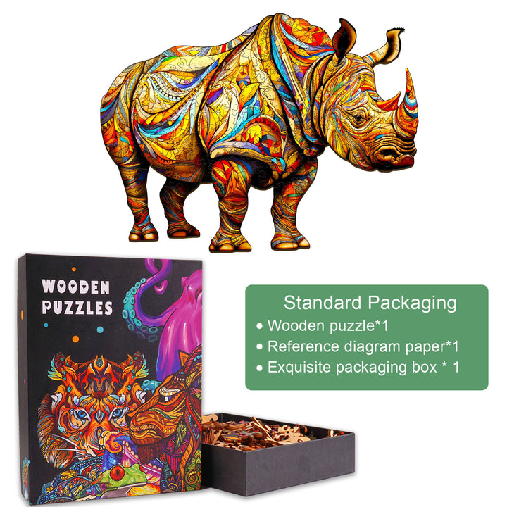 Fierce Rhinoceros Wooden Jigsaw Puzzle