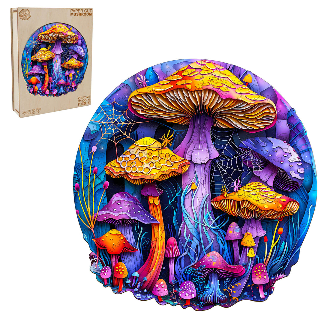 Paper Cut Mushroom Wooden Jigsaw Puzzle