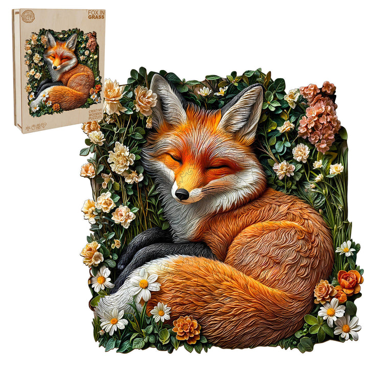 fox in grass Wooden Jigsaw Puzzle