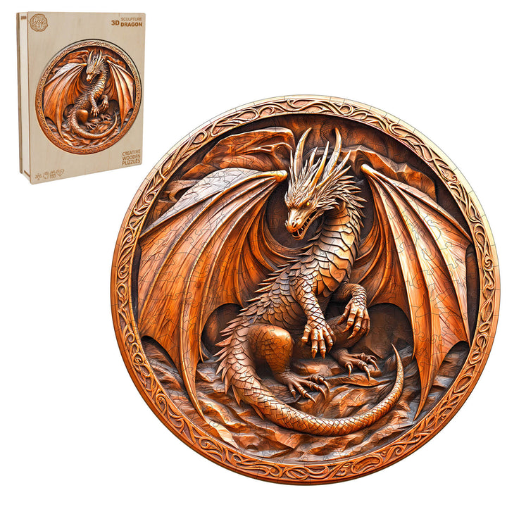 3D sculpture dragon Wooden Jigsaw Puzzle