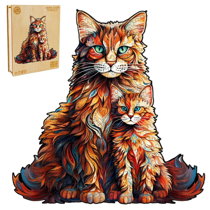 Maine Coon Family Wooden Jigsaw Puzzle