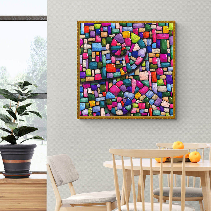 Colorful Swirl Wall art by Erin Desjardine, featuring vibrant stones in a mosaic design, perfect for home decor.