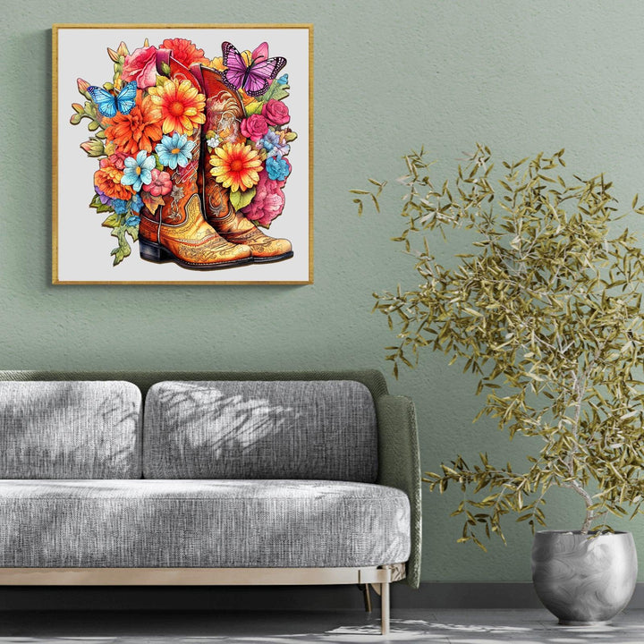 Cowgirl Boots Wooden Jigsaw Puzzle