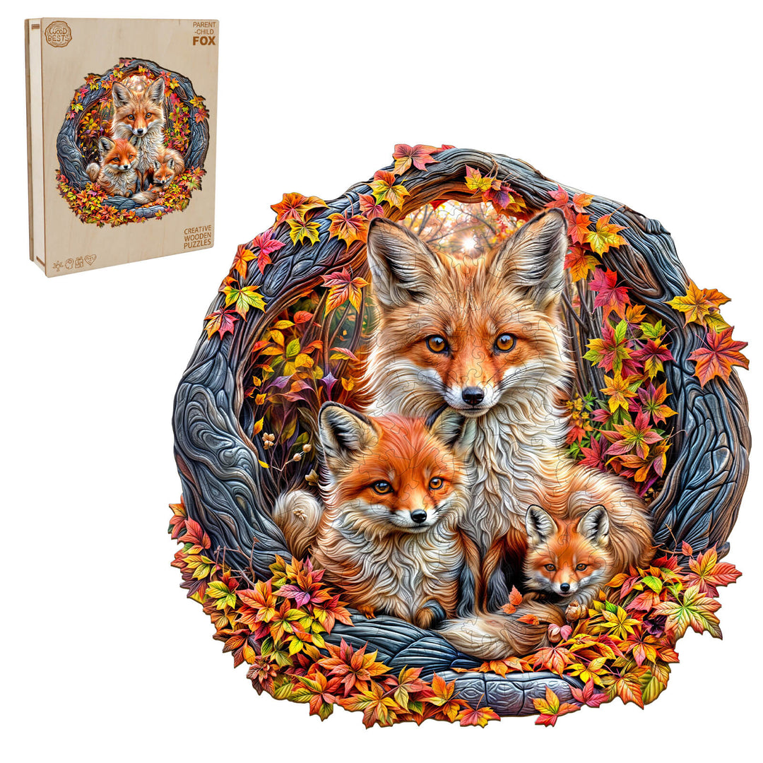 Parent-child fox Wooden Jigsaw Puzzle