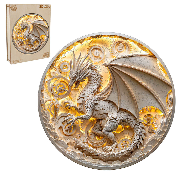 3D paper dragon Wooden Jigsaw Puzzle