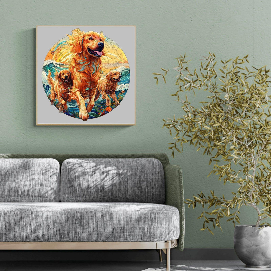 Beach Golden Family Wooden Jigsaw Puzzle