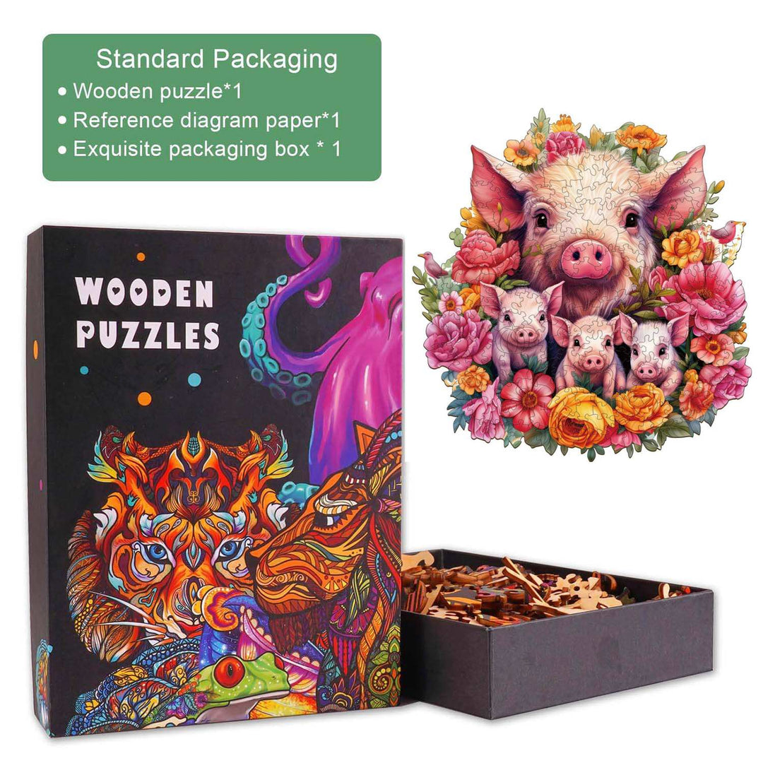 Mother Pig And Piglet-2 Wooden Jigsaw Puzzle