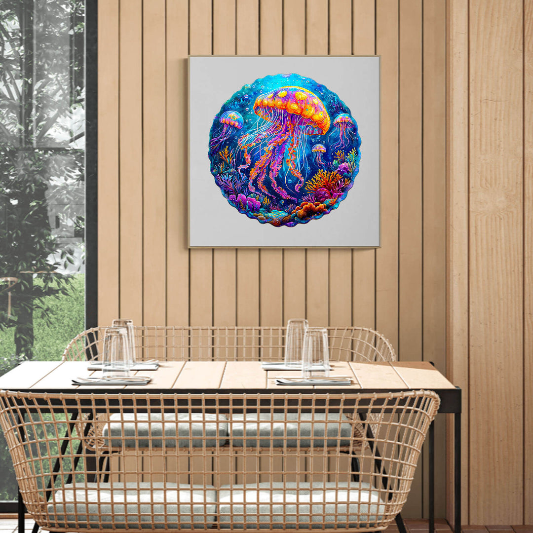 Multicolor jellyfish  Wooden Jigsaw Puzzle