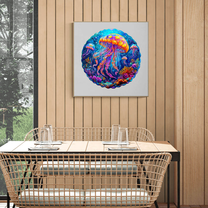 Multicolor jellyfish  Wooden Jigsaw Puzzle