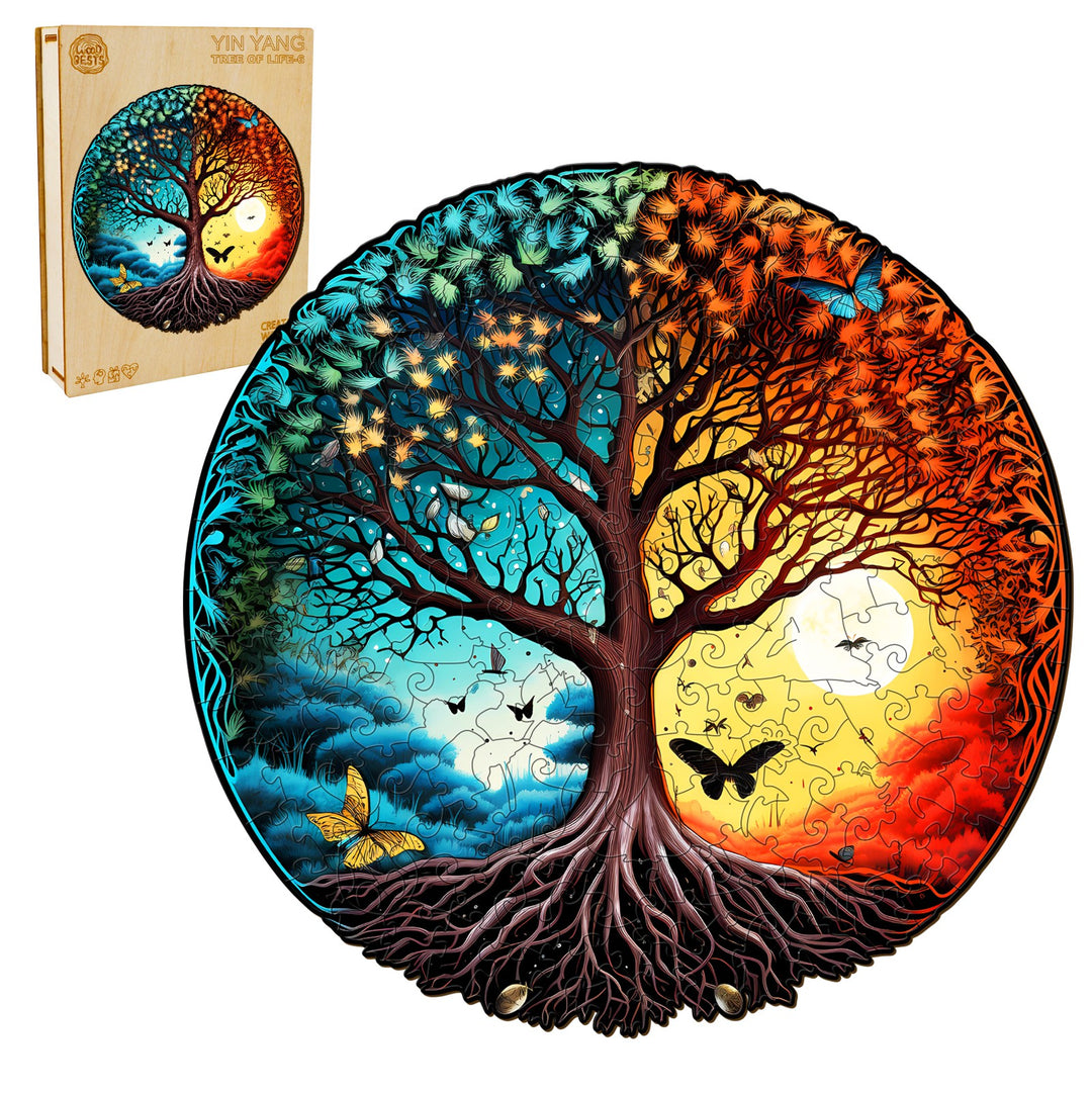 Yin Yang Tree Of Life 6 Wooden Jigsaw Puzzle