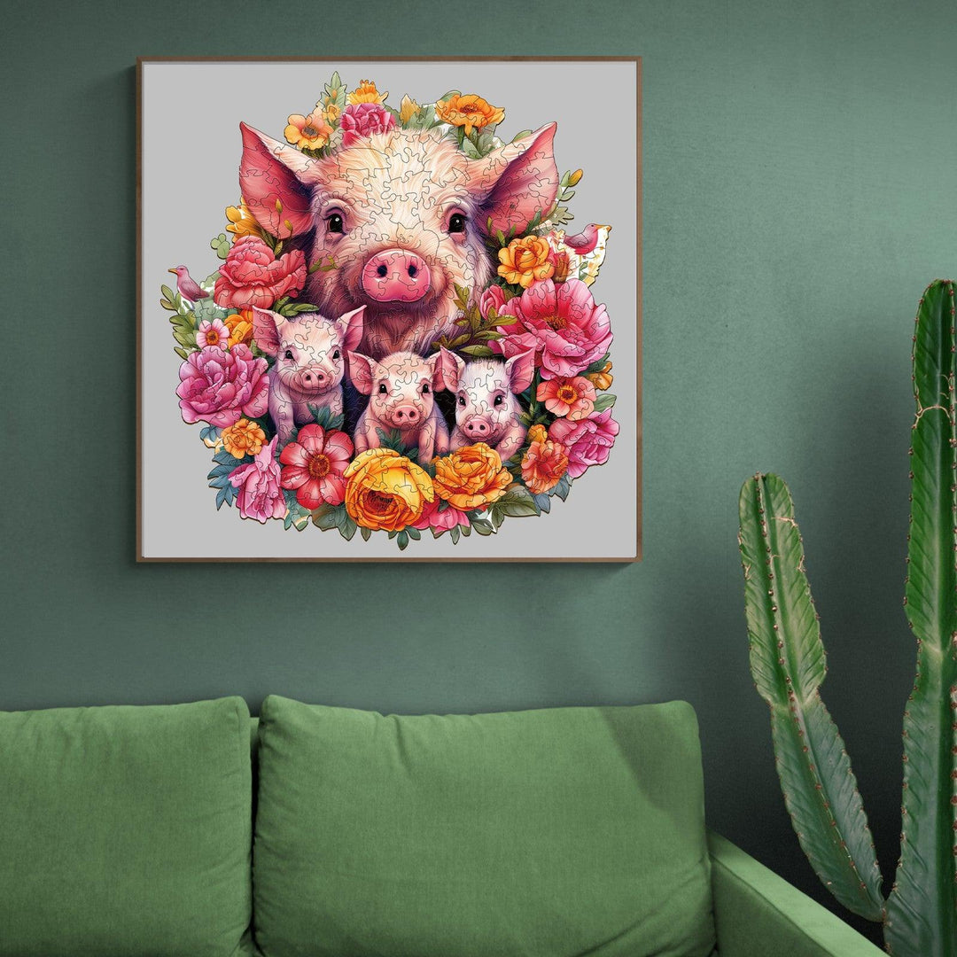 Mother Pig And Piglet-2 Wooden Jigsaw Puzzle