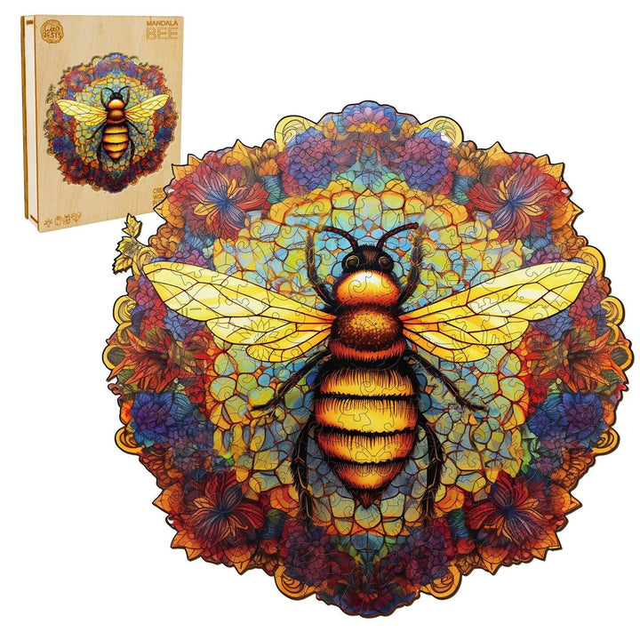 Mandala Bee Wooden Jigsaw Puzzle