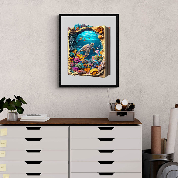 3D Deep Blue puzzle design featuring underwater scene with colorful fish and coral, enhancing focus and mental skills.