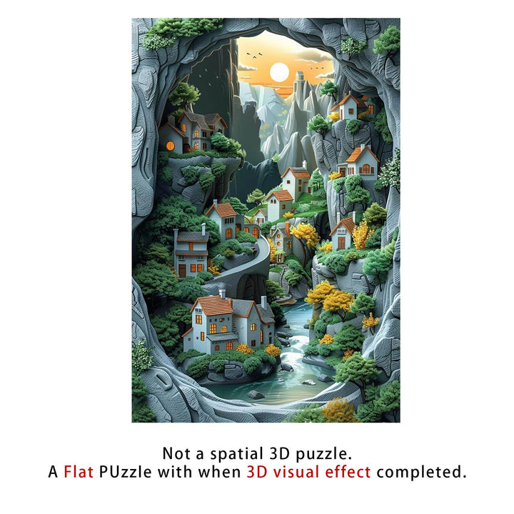Paradise 500/1000 Piece Puzzle depicting a scenic village scene for jigsaw puzzle enthusiasts.