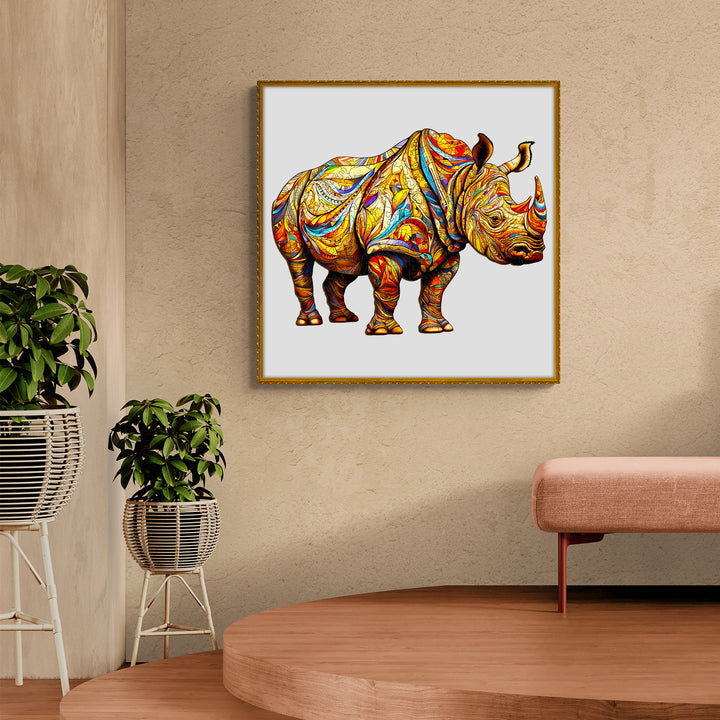 Fierce Rhinoceros Wooden Jigsaw Puzzle