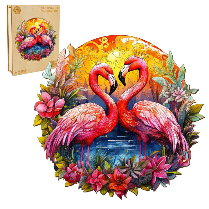 Crowned Flamingo Wooden Jigsaw Puzzle
