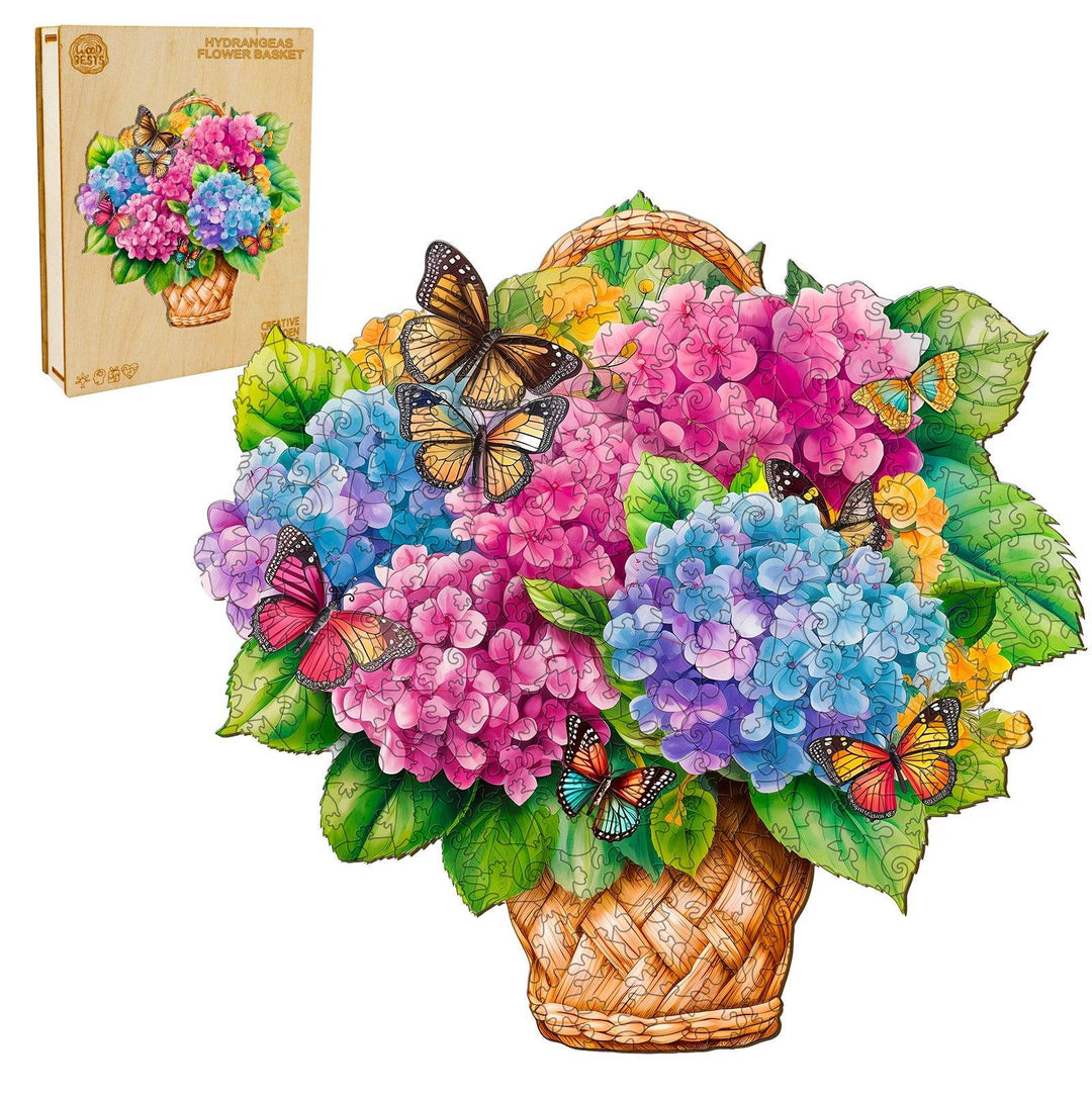 Flower Basket & Butterfly Wooden Jigsaw Puzzle