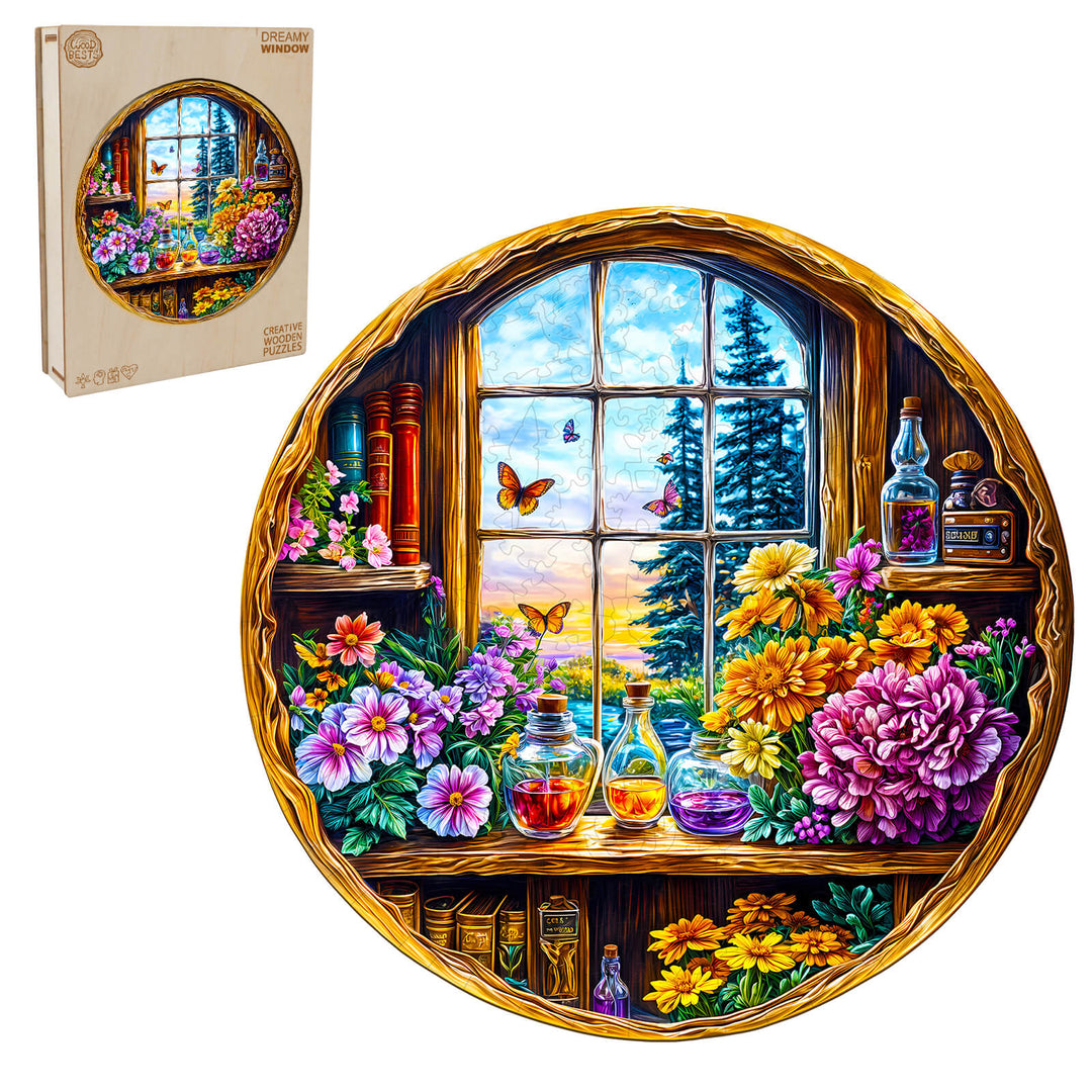 Dreamy window  Wooden Jigsaw Puzzle