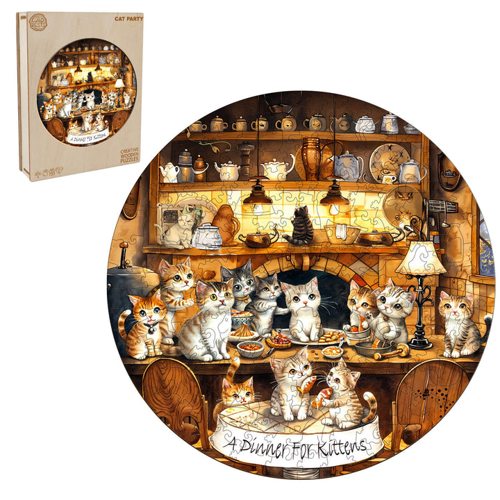 Cat party  Wooden Jigsaw Puzzle