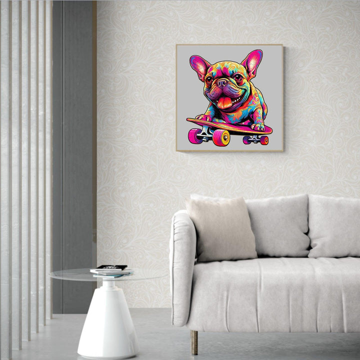 Skate Frenchie Wooden Jigsaw Puzzle