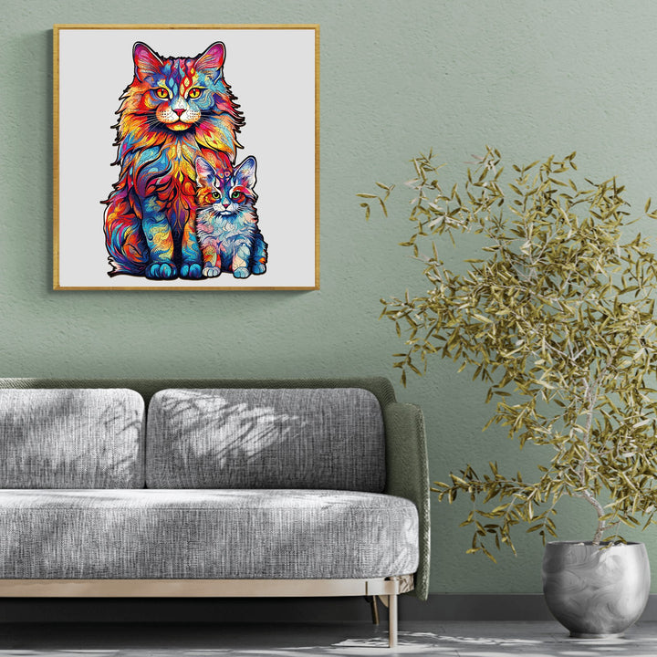 Maine Coon Family-2 Wooden Jigsaw Puzzle