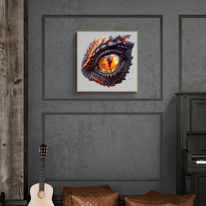 3D Blaze Eye wooden jigsaw puzzle displayed on a wall, enhancing focus and brain engagement through mind games.