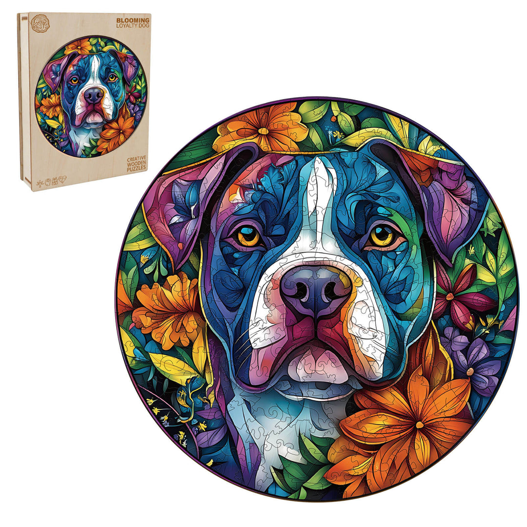 Blooming Loyalty dog Wooden Jigsaw Puzzle