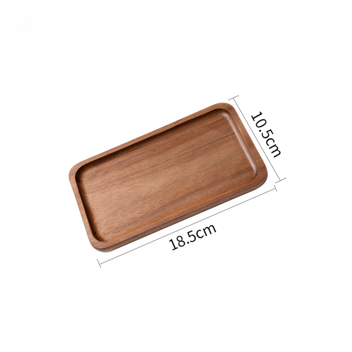 Organic wooden tray made of acacia wood, measuring 18.5cm x 10.5cm, perfect for decorative storage.