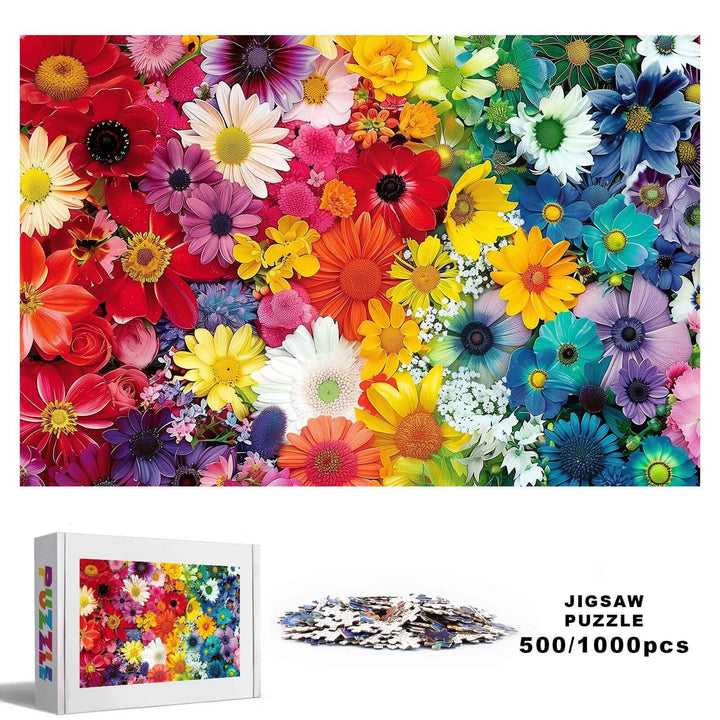 Colorful Flowers jigsaw puzzle, 500/1000 pieces, vibrant floral design for mind games and focus improvement.