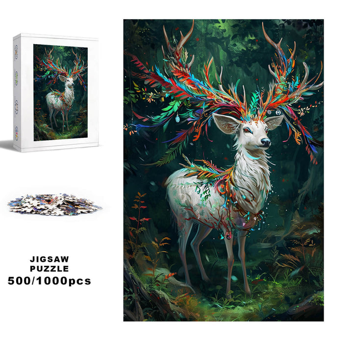 Colorful Deer jigsaw puzzle, 500/1000 pieces, engaging mind game for focus and improvement in puzzle solving.