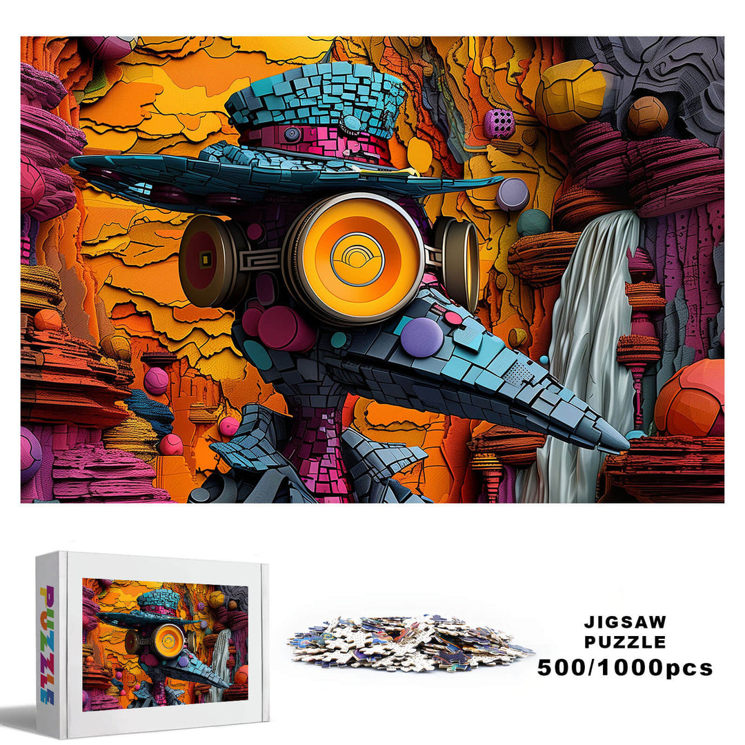 Bird Explorer jigsaw puzzle featuring vibrant colors and intricate design, available in 500 or 1000 pieces for focused play.