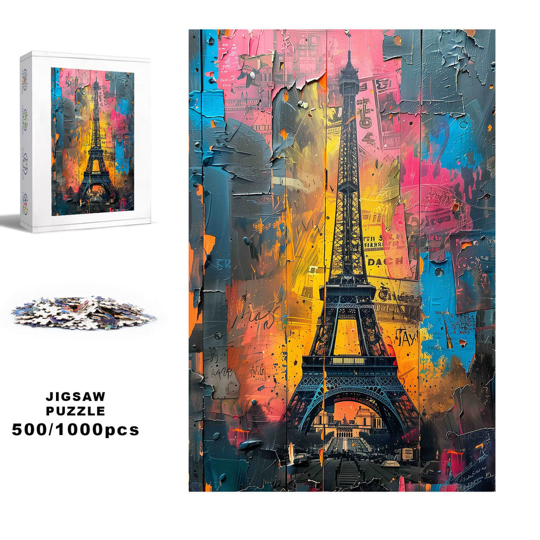 Eiffel Tower 500/1000 piece jigsaw puzzle designed for mental focus and fun exploration in puzzle solving.