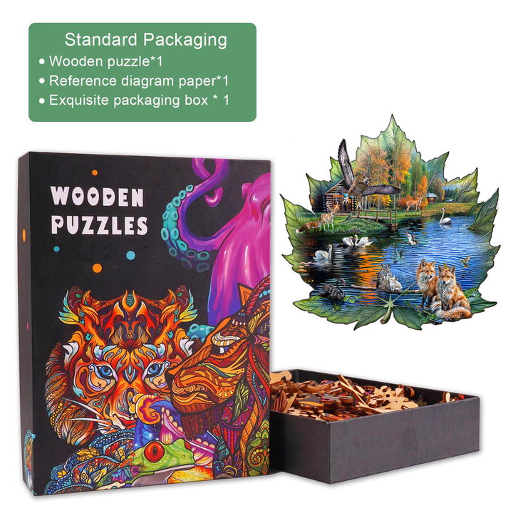 Puzzle en bois du lac de nuit