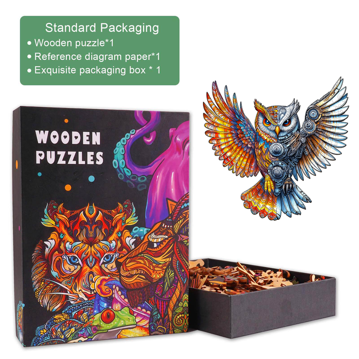 Yin-Yang MechaOwl Wooden Jigsaw Puzzle