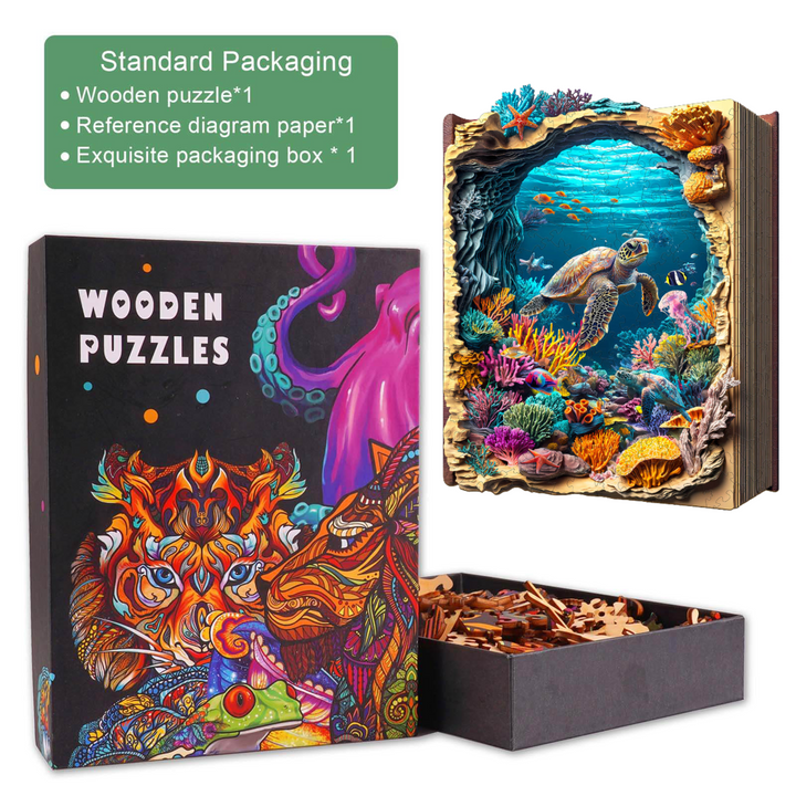 3D Deep Blue Wooden Jigsaw Puzzle