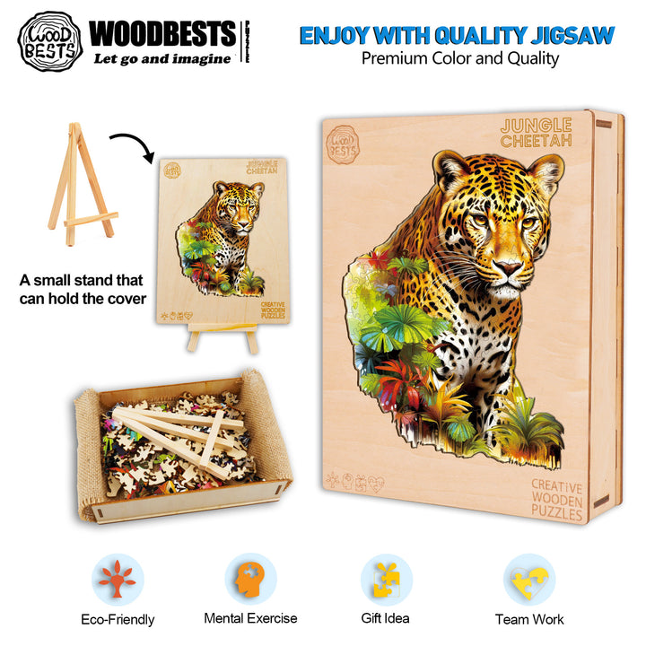 Jungle Cheetah Wooden Jigsaw Puzzle