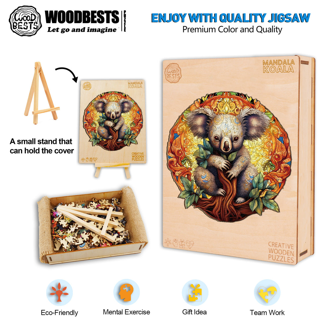 Mandala Koala Wooden Jigsaw Puzzle