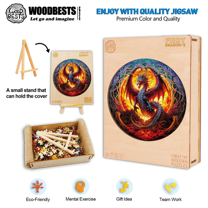 Fiery Dragon-2 Wooden Jigsaw Puzzle