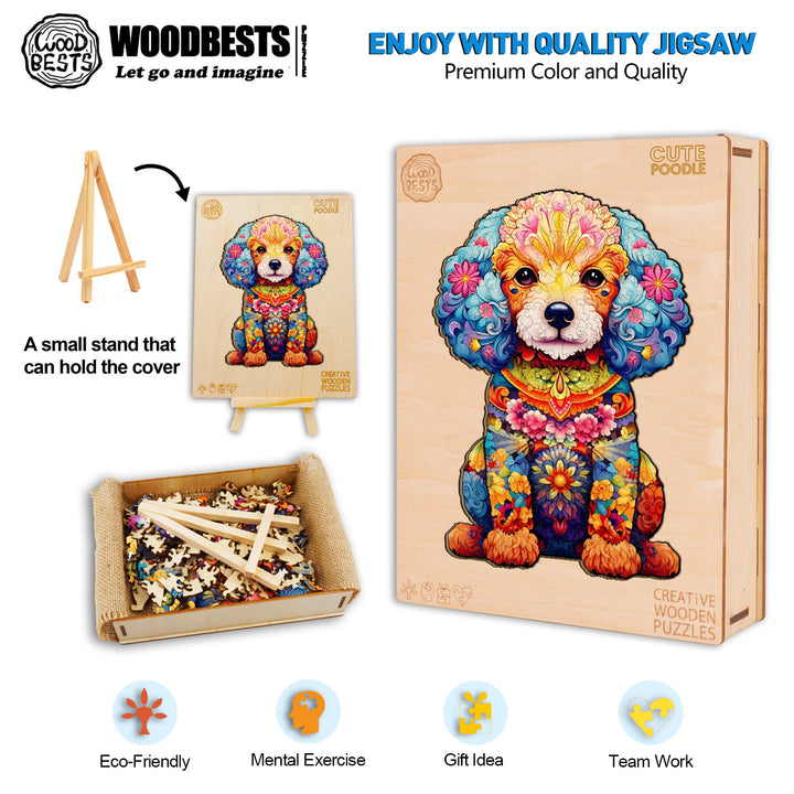 Cute Poodle Wooden Jigsaw Puzzle
