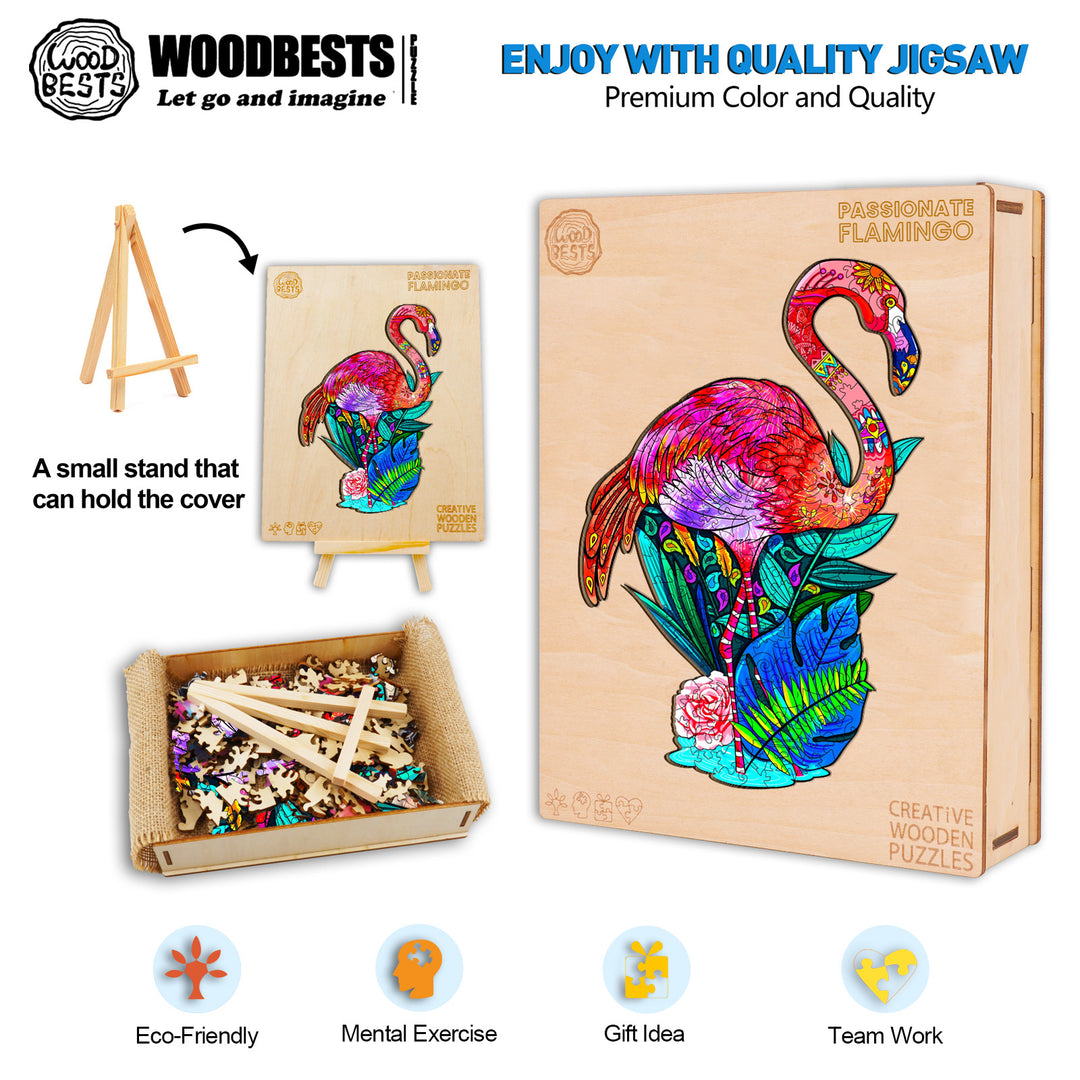 Passionate Flamingo Wooden Jigsaw Puzzle