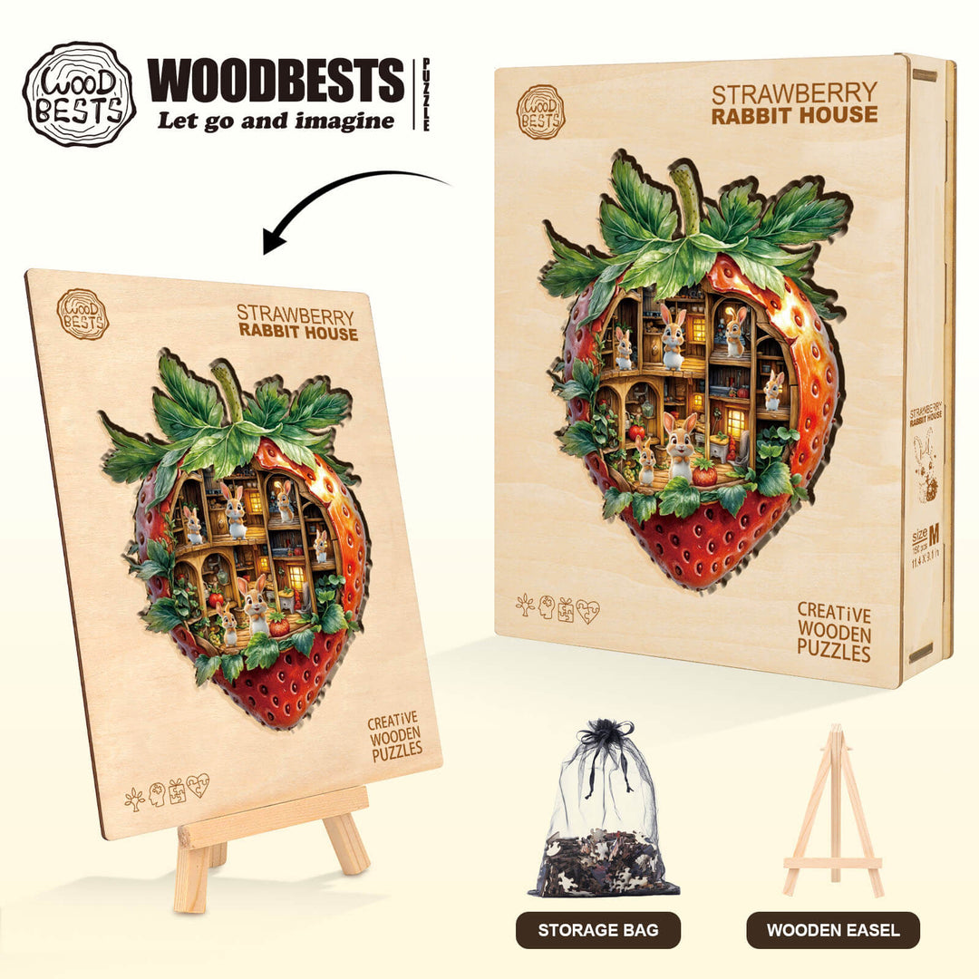 Erdbeerhasenhaus Holz-Puzzlespiel