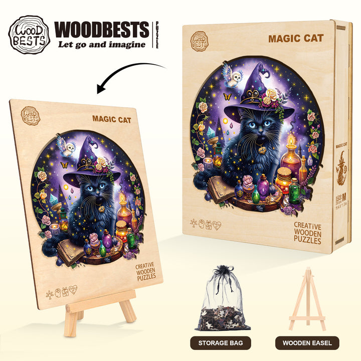Magic Cat Wooden Jigsaw Puzzle