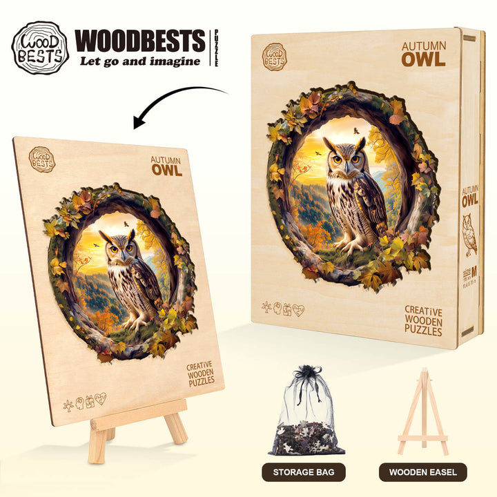 Autumn Owl Wooden Jigsaw Puzzle