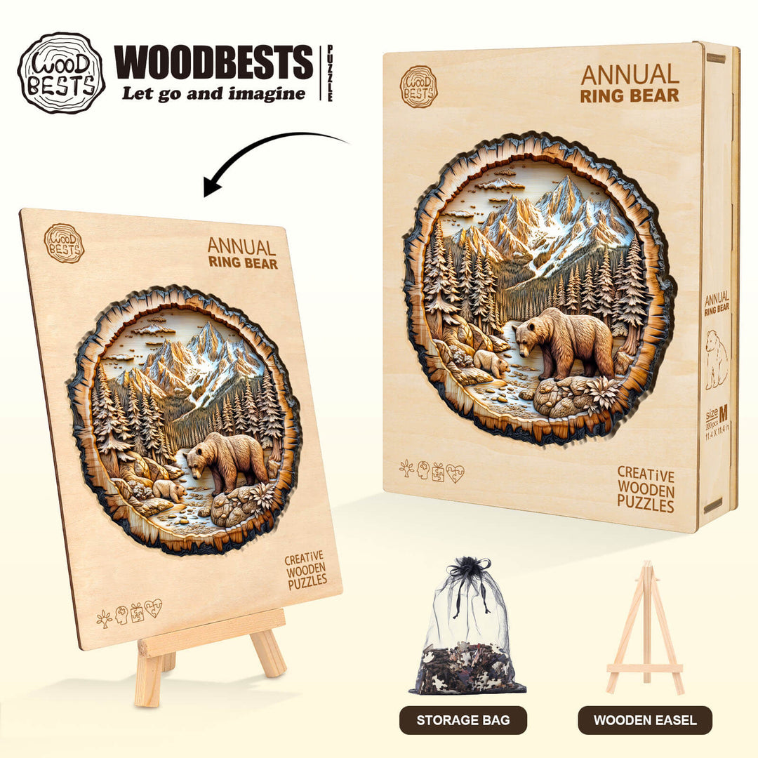 Annual ring Bear Wooden Jigsaw Puzzle