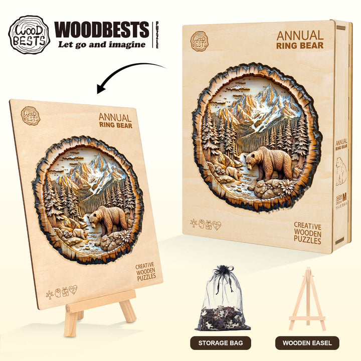 Annual ring Bear Wooden Jigsaw Puzzle