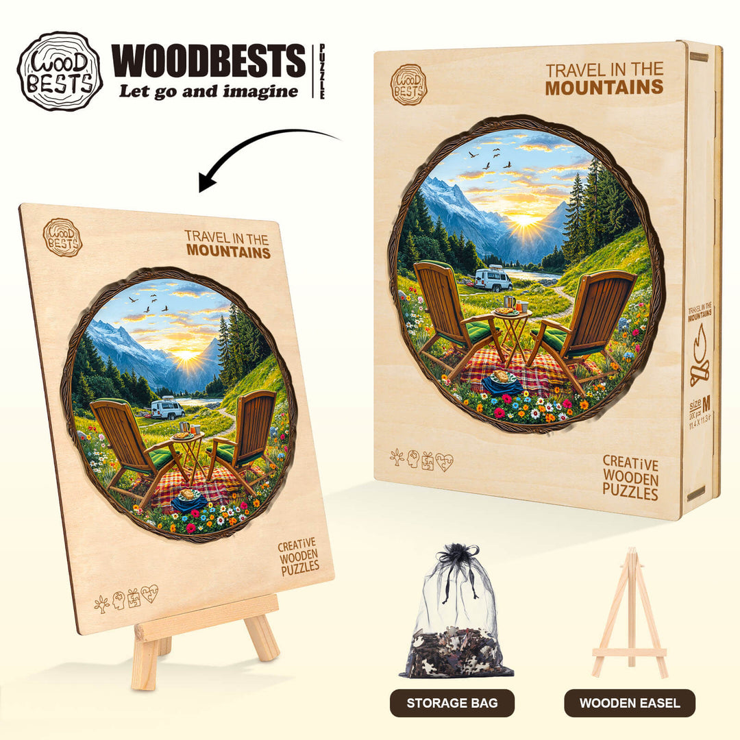 Travel in the mountains Wooden Jigsaw Puzzle